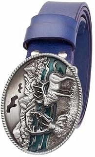 Herrläderbälte, mode män läderbälte cowboy älg mönster spänne bälte nordamerikansk älg design äkta läderbälte