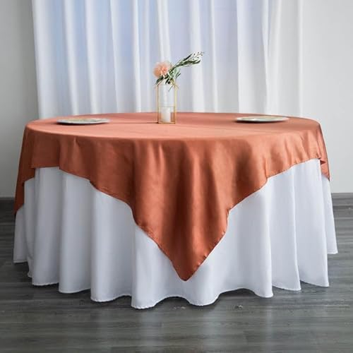 Efavormart 72" Satin Square Tablecloth Overlay For Wedding Catering Party Table Decorations Terracotta Square Tablecloth Cover #TOP5