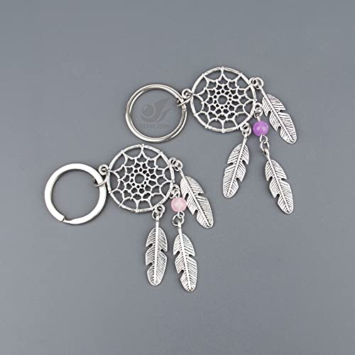 Azure Zone, 6 Pack Mini Dream Catcher Keychains Handmade Key Ring For Key Bag Ornaments Accessories Silver #TOP6