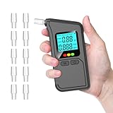 Wagxoey Alkoholtester, Promillemessgerät Polizeigenau Professioneller, Tragbarer Alkoholmessgerät mit 10 Mundstücken Digitaler LCD-Anzeige, Atemalkoholtester Heim Partygebrauch