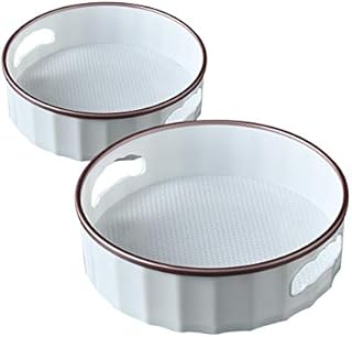 Viloga 2 Pack Plastic Lazy Susan Cabinet Turnable, Non Slip 360° Rotating Spice Rack Organizer for Fridge, Pantry, Countertop, 9'' & 12'' Deep Storage Container for Kitchen Bathroom (Gold)