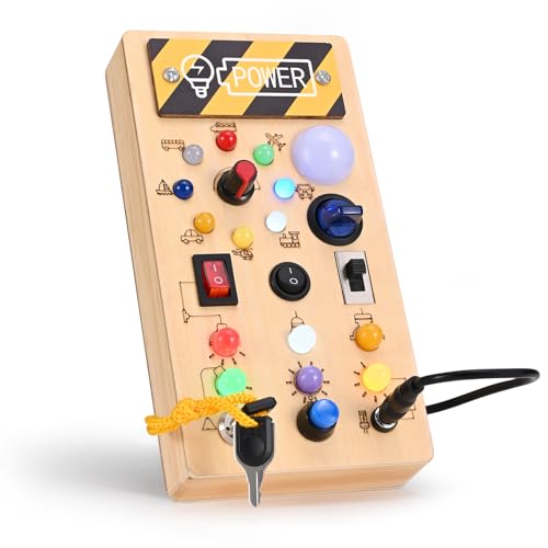 Ovshnrr Montessori Busy Board - LED Giochi Sensoriali Giocattolo - Tavola Montessori con 8 Interruttori - Tavola...