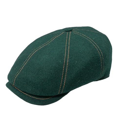 Béret casquette plate en laine verte pour se protéger du froid en L