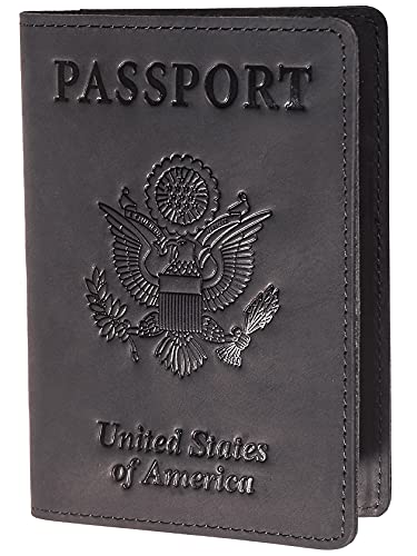 Genuine Leather Passport And Vaccine Card Holder Combo,Rfid Blocking Passport Holder Cover Case With Cdc Vaccination Card Slot, Leather Travel Documents Organizer Protector For Women Men (Black) #TOP3