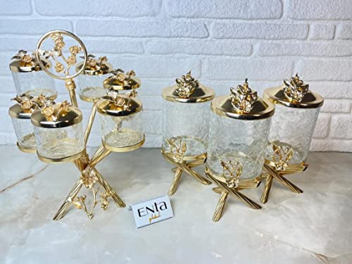 Handmade Gold Jars For Kitchen & Spice Set (1- Full Set)