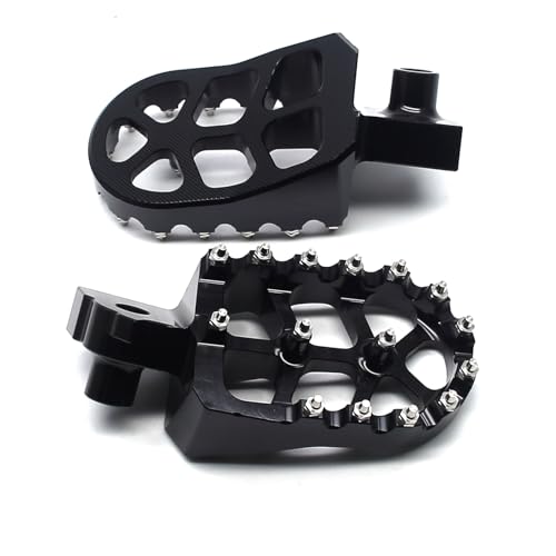 Image of MZS Motorcycle Rider Foot Pegs for Tenere 700 XTZ700 2019-2025 | Black CNC Aluminum Alloy Footrest, Skeleton Grid Wide Footpeg, Non-Slip Stainless Steel Foot Pins, Rust & Corrosion Resistant