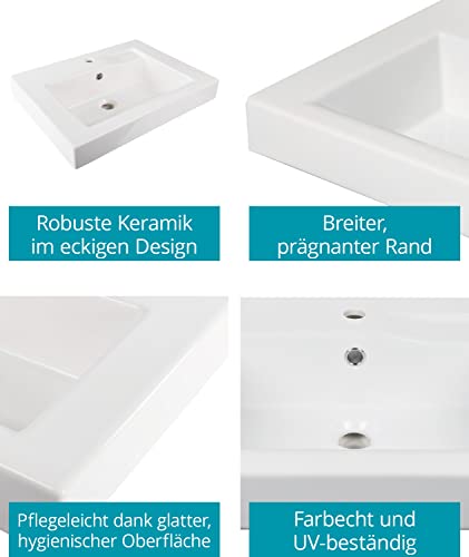 Calmwaters Waschbecken Eckig Modern Square Weiß