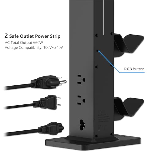 image for KAFRI RGB Gaming Headphone Stand with 8 Light Modes, Controller Holder