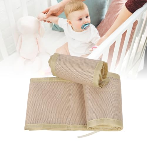 Breathable Mesh Liner for Full Size Life Size Crib, Secure Safety Adjustable Height Baby Mesh Crib Bumper Crib Liner Breathable Mesh Crib Liner for Kids