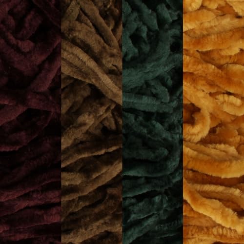 JubileeYarn Chenille Yarn - 100g/Cake Worsted Polyester - Shades of Natural Tones - 4 Cakes by BambooMN - Image 2