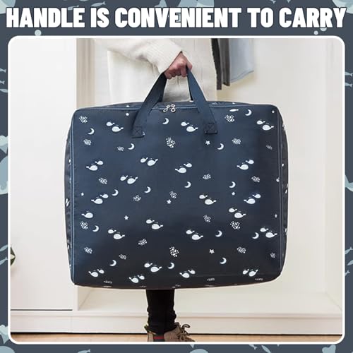 Ziyonix 2 Stück Aufbewahrungstasche Groß 105L Aufbewahrung Bettzeug Tasche Faltbare Kleideraufbewahrung Taschen Wasserdicht Umzugstaschen mit Reißverschluss für Bettdecken Kissen und Kleidung
