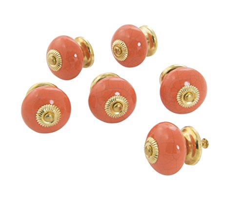 Dritz Home 47034A Ceramic Ball Knob, Coral (6-Piece)