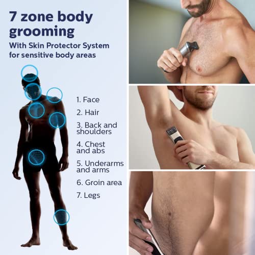 Philips Multi Grooming Kit MG7715/65, 13-in-1 (New Model), Face, Head and Body - All-in-one Trimmer for Men Power adapt technology for precise... - Image 5