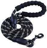 Correa Para Perro , 1.5m correa con mango de control de seguridad acolchada suave y altos hilos reflectantes, entrenamiento caminar fuerte tirando montaña escalada cuerda perro correa plomo durable y cómodo soporte para pequeño mediano perro grande (Negro)