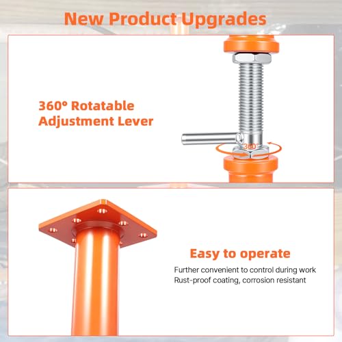 4PCS House Jacks for Leveling Crawlspace 12''-22''Adjustable Support Jack，Floor Jacks,for Stabilizing Stairs, Decks, Crawlspaces, Uneven Floors，10000 lbs Load Capacity Orange by Hocamel - Image 6
