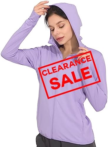 Hody Lovy Sun Protection Hoodie Jackets UV Clothing UPF 50+ Long Sleeve Shirts Hiking Golf Fishing Lightweight Quick Dry, Purple L