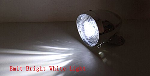 Goodkssop Chrome Silver Vintage Bicycle Bike 3 Led Classical Retro Headlight Front Light Head Fog Night Outdoor Riding Safety Lamp Accessories #TOP7