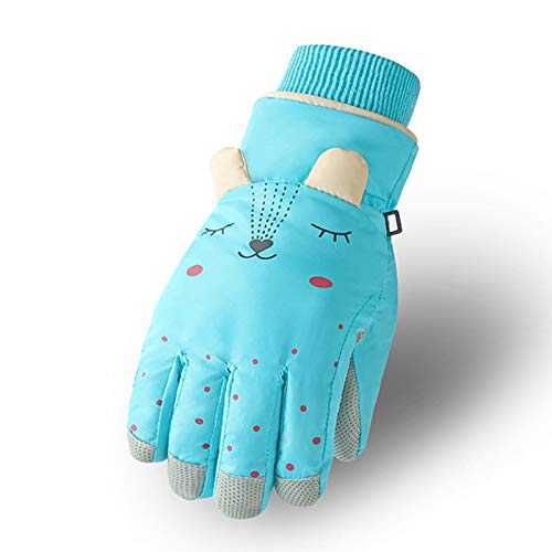 Yunso Guantes de esquí para niños, invierno, impermeables, nieve, color sólido, orejas de dibujos animados, a prueba de viento, guantes térmicos para esquiar, snowboard, al aire libre - imagen 2