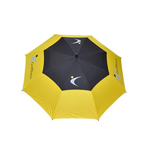 GolfBasic Full EP Coated Automatic Open Double Canopy Golf Umbrella (Yellow/Black)