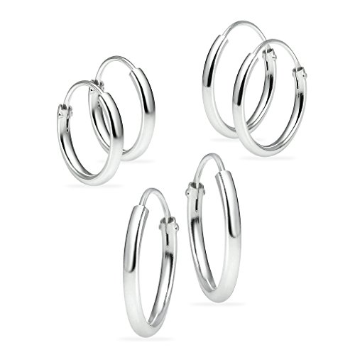 2 Paia Orecchini A Cerchio Piccoli In Argento 925 Sterling Donna - Ipoallergenici Doppio Cerchio