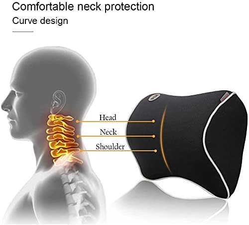 QBUC Car Seat Neck Pillow, Car Headrest Cushion for Neck Pain Relief &Cervical Support , Memory Foam and Ergonomic Design(Black)