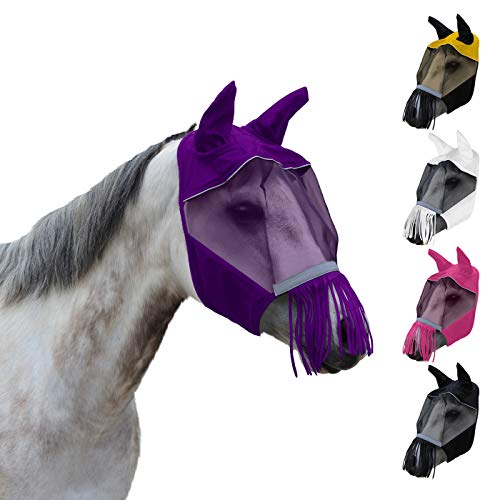 Derby Originals Uv-Blocker Reflective Safety Horse Fly Mask With Ears And Nose Fringe And Colors #TOP2