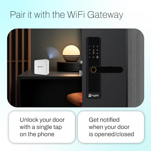 Image of Mygate Smart Door Lock SE with 6 Unlock Methods | Fingerprint, OTP, PIN, RFID Card, Key & Mobile App Access | Unauthorized Freeze & Pin Decoy | Remote Unlocking via OTP| 3-Year Warranty by Mygate