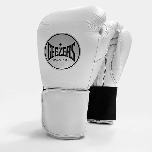 Geezers Halo Training/Sparring Boxing Gloves - Hook & Loop (WHITE, 18OZ) โ image 1