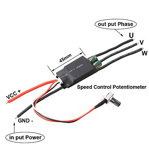 LYWS High Speed Three-Phase DC 7-24V Brushless Hallless BLDC Controller ESC w/Potentiometer