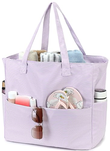 Image of LEDAOU Beach Bag Waterproof Sandproof Women Beach Tote Pool Bag with Zipper for Swim Gym Grocery Travel with Wet Pocket | Sandproof