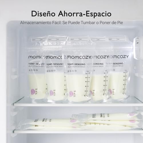 Momcozy 50 Bolsas de Almacenamiento, Bolsas de Almacenamiento de Leche Materna con Detección de Temperatura, Bolsas de Almacenamiento de Leche Desechables con 180mL Autónomas - imagen 7