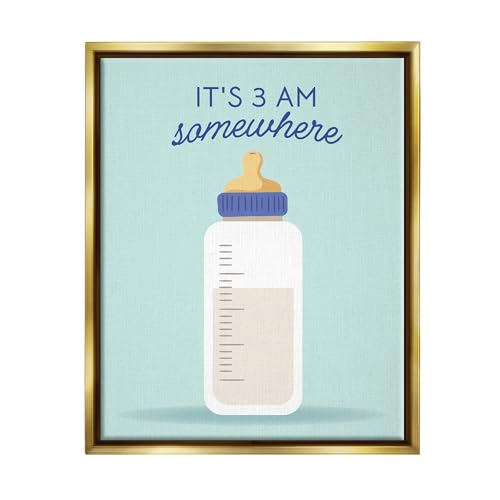 Image of It's 3am Somewhere Humor, 16 x 20 Inch Canvas in Floater Frame | Stupell Industries . By Emily Dumas . Ready to hang . Fun gift for bedroom or nursery . Made in USA