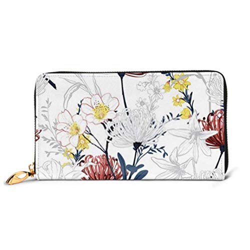 Preisvergleich Produktbild JHGFG Mode Handtasche Reißverschluss Brieftasche Sommer Botanical Blooming Garden Flowers Unvollendete Telefon Clutch Geldbörse Abendkupplung Blocking Leder Wallet Multi C.