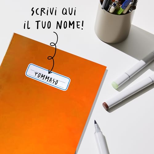 ICE TOYS 7 Hefthüllen einfarbig orange mit Platz zum Schreiben des Namens Materie Klasse mit Lesezeichen für die Schule (Orange)