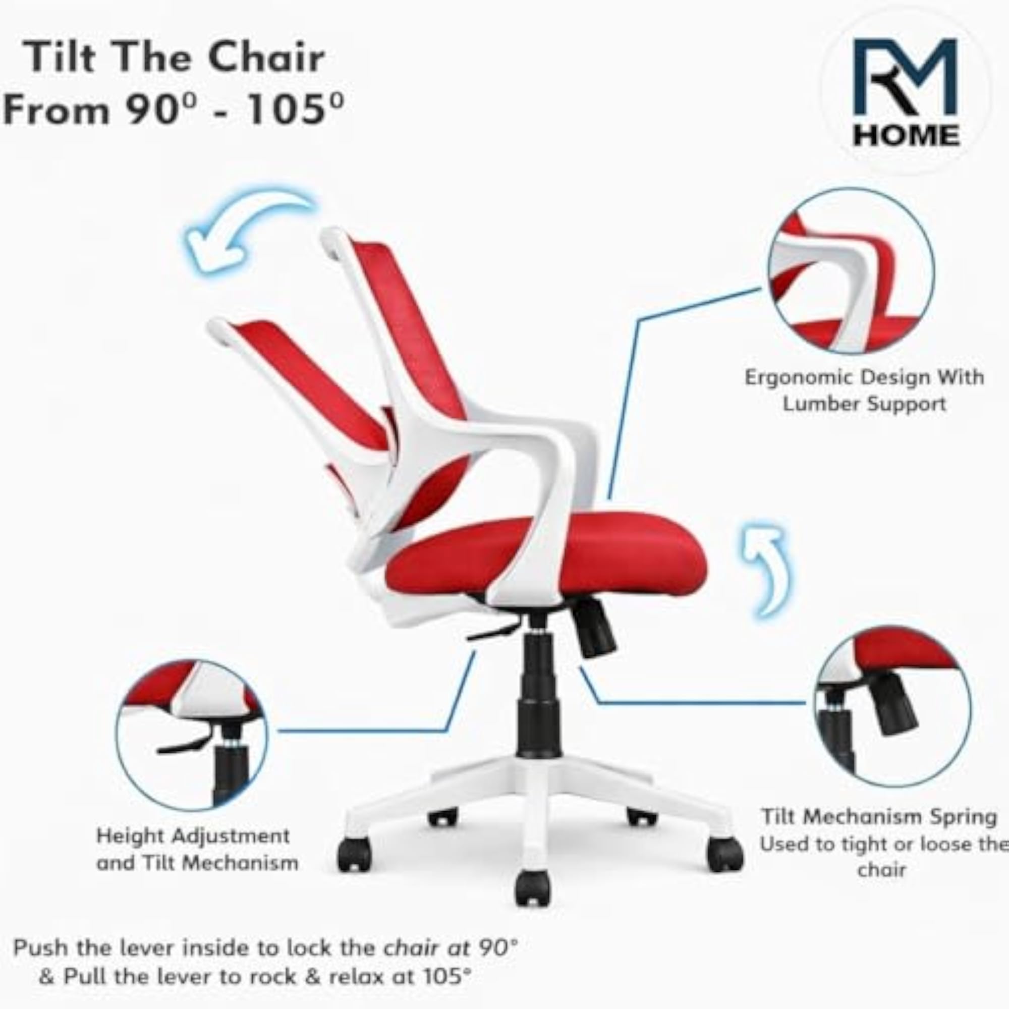 SpinX Mesh Study Chair in Red