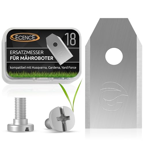 ECENCE 18 Lame Robot Tagliaerba compatibili con Husqvarna, Gardena, McCulloch, ROB Flymo, Yardforce, Lama Ricambio Tosaerba in acciaio inox Include viti