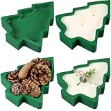 Jingmore 4 Pcs Christmas Wooden Candle Bowl Xmas Tree Tray Dough Charcuterie Board Red Green Rustic Xmas Sushi Plate Hand Carved Wood Paulownia Bowl for DIY Candles Decoration Dining Home