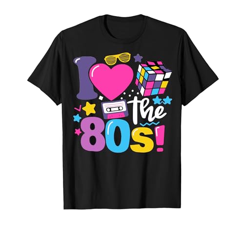 tiorhooe 80s Shirt Herren 80er Jahre Retro Party T-Shirt Back to The 80's Shirts I Love 80s Tshirt