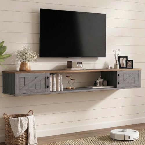 Image of Eueiriup 70" Floating TV Stand Wall Mounted with Storage for TVs Up to 80"