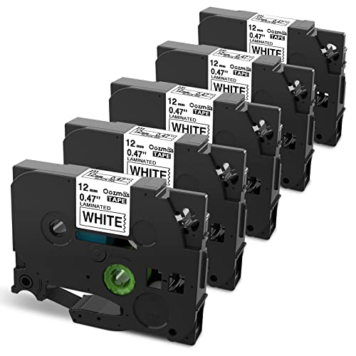 Pt-D210 Pt-D220 Pt-D200 Pt-H100 Label Maker Refills Replacement For Brother P Touch Tze-231 Oze-231 Tz Tape 12Mm 0.47 Inch Laminated White Ptouch Labeler Tape 1/2 Inch * 8M(26.2 Feet), 5-Cartridges #TOP10