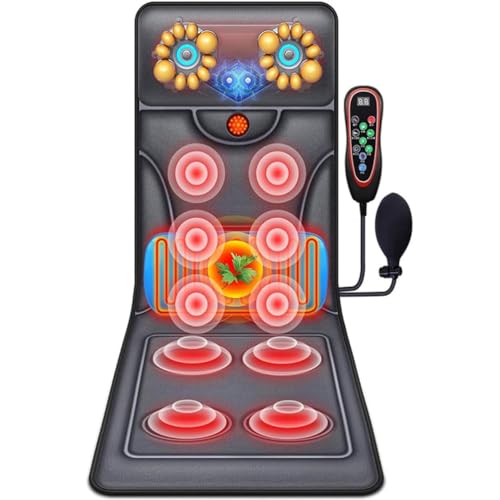 Kccjjrg A,Full Body Massage Mattress, Heated Massage Cushion, Whole Body Vibration Back Pain Spasm Relief Foldable Therapy Cushion, Muscle Soreness Relaxation