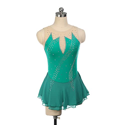 Robe de patinage artistique strassée haut de gamme pour silhouette XS fille et femme