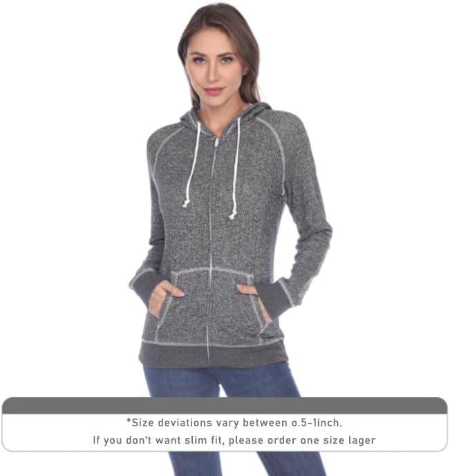long Sleeve Zip Hoodie Women Cotton Blend Pocket long Sleeve Jacket，Comfortable FrenchTerry Hoodie for Everyday - Image 3