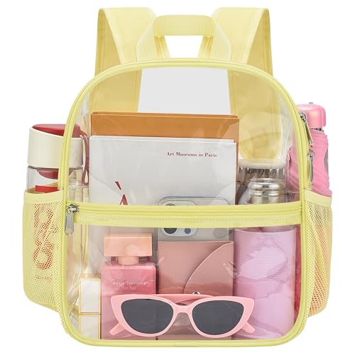 Image of Oraben Clear Backpack Stadium Approved, 12 x 6 x 11 in, Small Transparent Backpack for Concerts, Sports Events, Festivals, Travel, Waterproof PVC, Adjustable Straps, Women Men