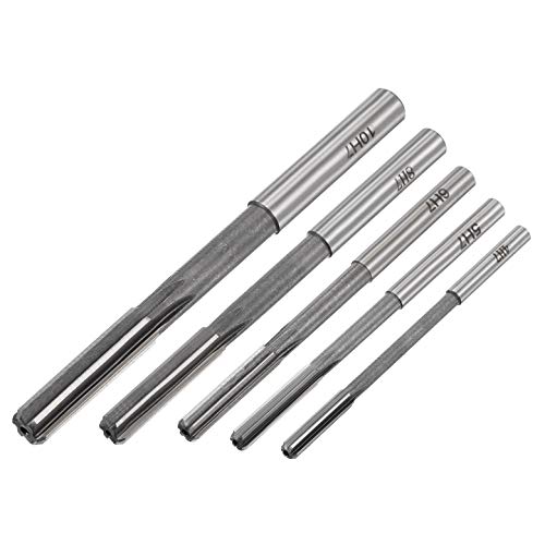 Uxcell Chucking Reamer Set Lathe Machine Reamer Straight Flute Milling Cutter High Speed Steel H7 Tolerance (4Mm 5Mm 6Mm 8Mm 10Mm) 5Pcs #TOP4