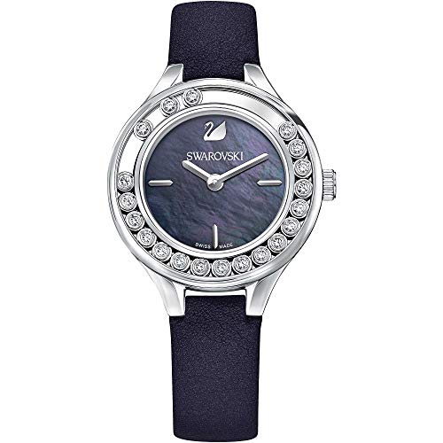 Swarovski Women's Lovely Crystals Mini 31mm Black Leather Band Steel Case Quartz Analog Watch 5242898
