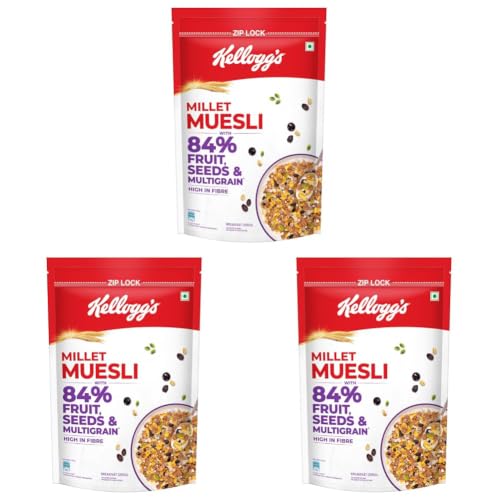 Image of Kellogg's Millet Muesli with 84% Fruit, Seed & Multigrain| Power Breakfast | No Maida No Palm Oil | India's No 1 Muesli | 1000g (Pack of 3)