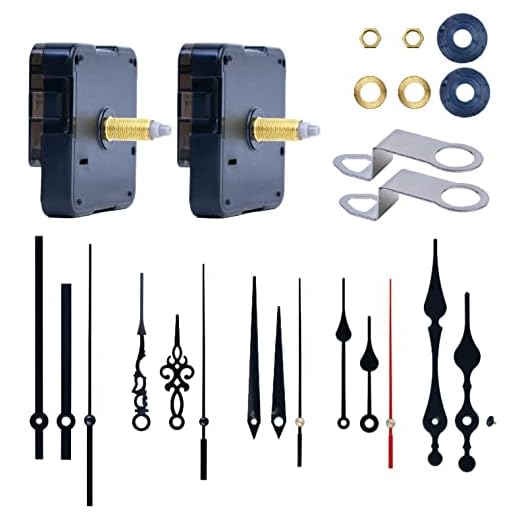 LUSEE 2 Piezas Mecanismos de Movimiento de Relojes, Mecanismo Reloj de Pared con 5 Juegos de Puntero para DIY Reparación de Reloj Pared Reemplazo de Piezas (22mm / 0,86 pulgadas)