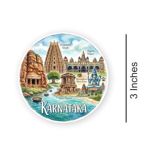 Image of Karnataka Textured Finish Acrylic Fridge Magnet -UV Texture Printed, Stylish Multicolor Magnet for Fridge, Wardrobe & Metal Surfaces, Pack of 1 (Karnataka 2)