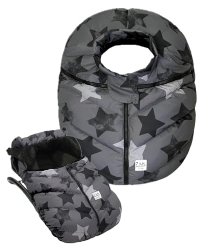 Image of 7AM Enfant Car Seat Covers - Cocoon Baby Cover for Boys & Girls, Rain & Snow Repellent, Breathable Windproof, Center Zipper, Universal Fit for Infant Car Seat (0-12M) (Stella)